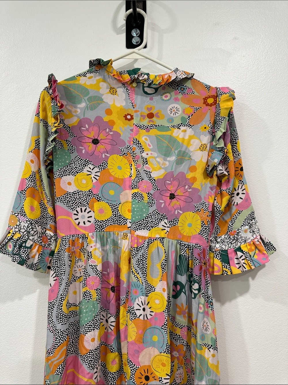 CeliaB Multicolor Floral Crochet-Trim Midi Dress with Ruffle Accents - Picture 9 of 14